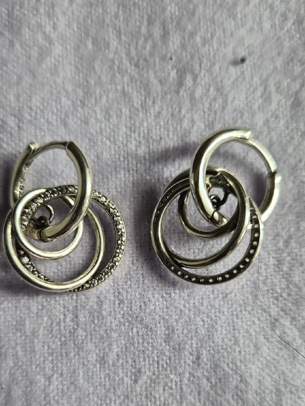 Pandora Silver Interlocking Circle Drop Earrings - Silver